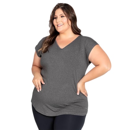 Camiseta Trinys Fluidity Essential A-874 Plus Size Mescla Feminina Camiseta Trinys Fluidity Essential A-874 Plus Size Mescla Feminina