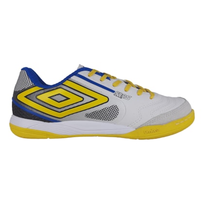 Chuteira Futsal Umbro Pro 5 Bump Club Branco e Amarelo Unissex