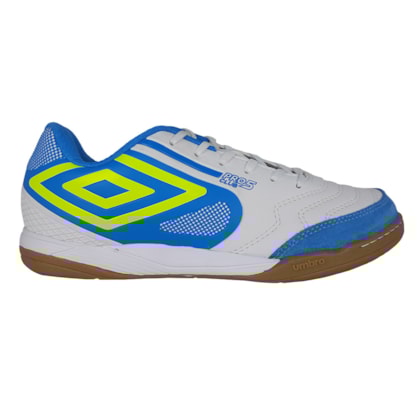 Chuteira Futsal Umbro Pro 5 Bump Club Branco e Azul Masculino Chuteira Futsal Umbro Pro 5 Bump Club Branco e Azul Masculino