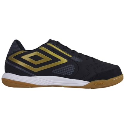 Chuteira Futsal Umbro Pro 5 Bump Club Preto e Dourado Unissex