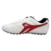 Chuteira Society Mathaus Azurra Couro Costurada Branca