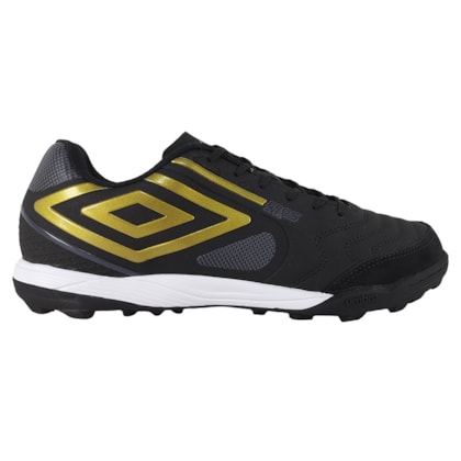 Chuteira Society Umbro Pro 5 Bump Club Preto e Dourado Unissex