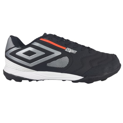 Chuteira Society Umbro Pro 5 Bump Club Preto e Prata Adulto