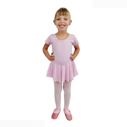 Collant Ballet Com Saia Ritmus Meia Manga Julieta Infantil Collant Ballet Com Saia Ritmus Meia Manga Julieta Infantil