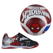 Kit Chuteira Marvel + Bola Spider Man Infantil Preto