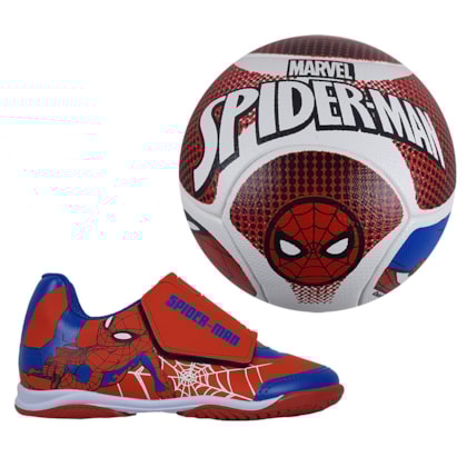 Kit Chuteira Marvel + Bola Spider Man Infantil Vermelho