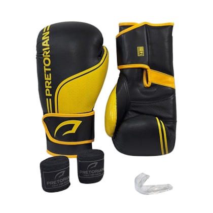 Kit Luva Boxe Pretorian First FX1 Luva+Faixas+Protetor Bucal Unissex