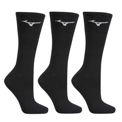 Kit Meia Mizuno Basic Cano Alto Unissex Preta Kit Meia Mizuno Basic Cano Alto Unissex Preta