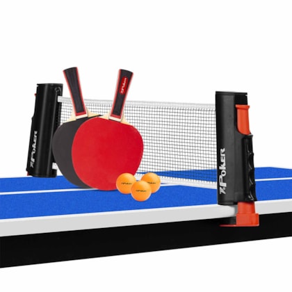 Kit Ping Pong Poker Star 2 Raquetes+3Bolas+Suporte+Rede Unissex