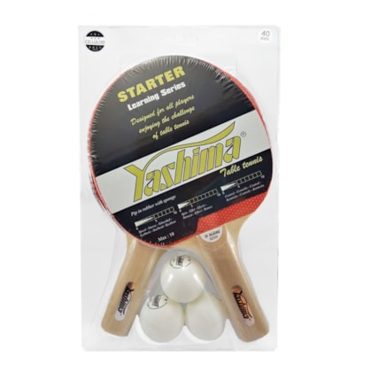 Kit Tenis de Mesa Yashima Starter 2 Raquetes + 3 Bolinhas + Suporte Kit Tenis de Mesa Yashima Starter 2 Raquetes + 3 Bolinhas + Suporte