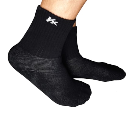 Meia Kanxa Cano Alto Atoalhada 39-44 cor Preta Meia Kanxa Cano Alto Atoalhada 39-44 cor Preta