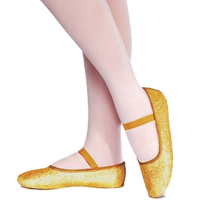 Sapatilha Ballet Dourada c/ Gliter Só Dança F-22D Meia Ponta Adulto Sapatilha Ballet Dourada c/ Gliter Só Dança F-22D Meia Ponta Adulto